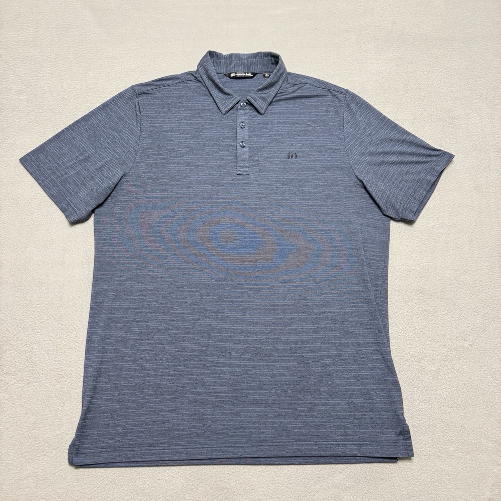 Travis Mathew Polo Shirt Mens XL Blue Golf Performance Stretch Casual Preppy
